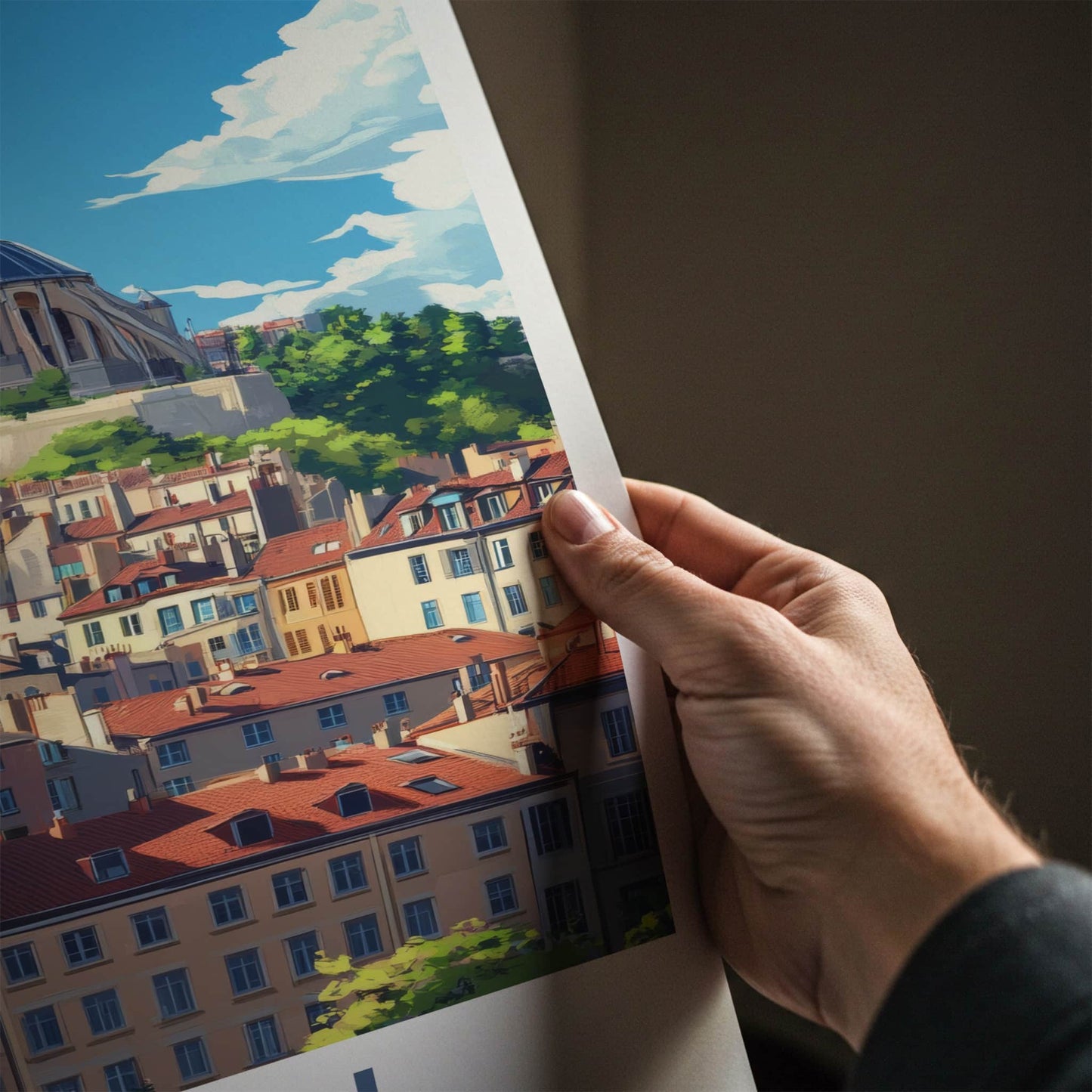Lyon Poster - France Travel Art - Hilltop Basilica City Home Decor