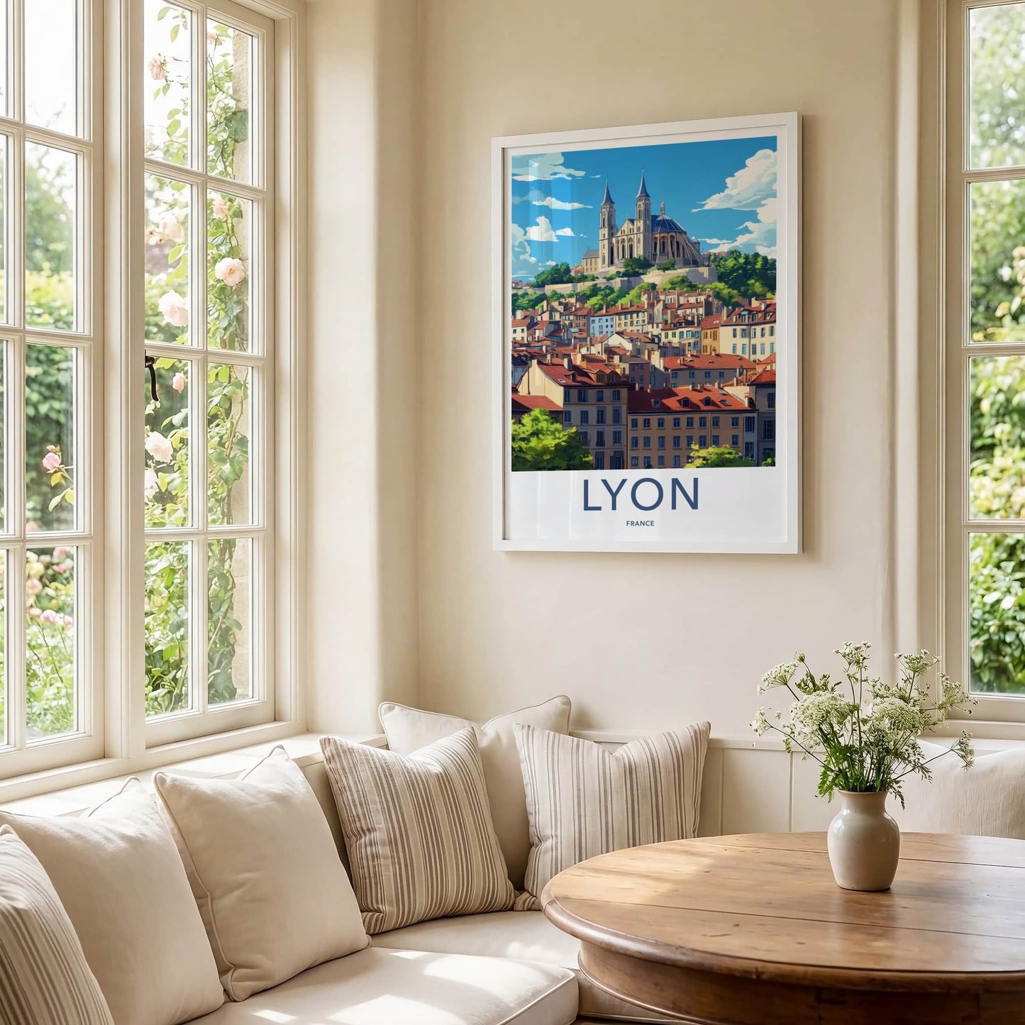 Lyon Poster - France Travel Art - Hilltop Basilica City Home Decor