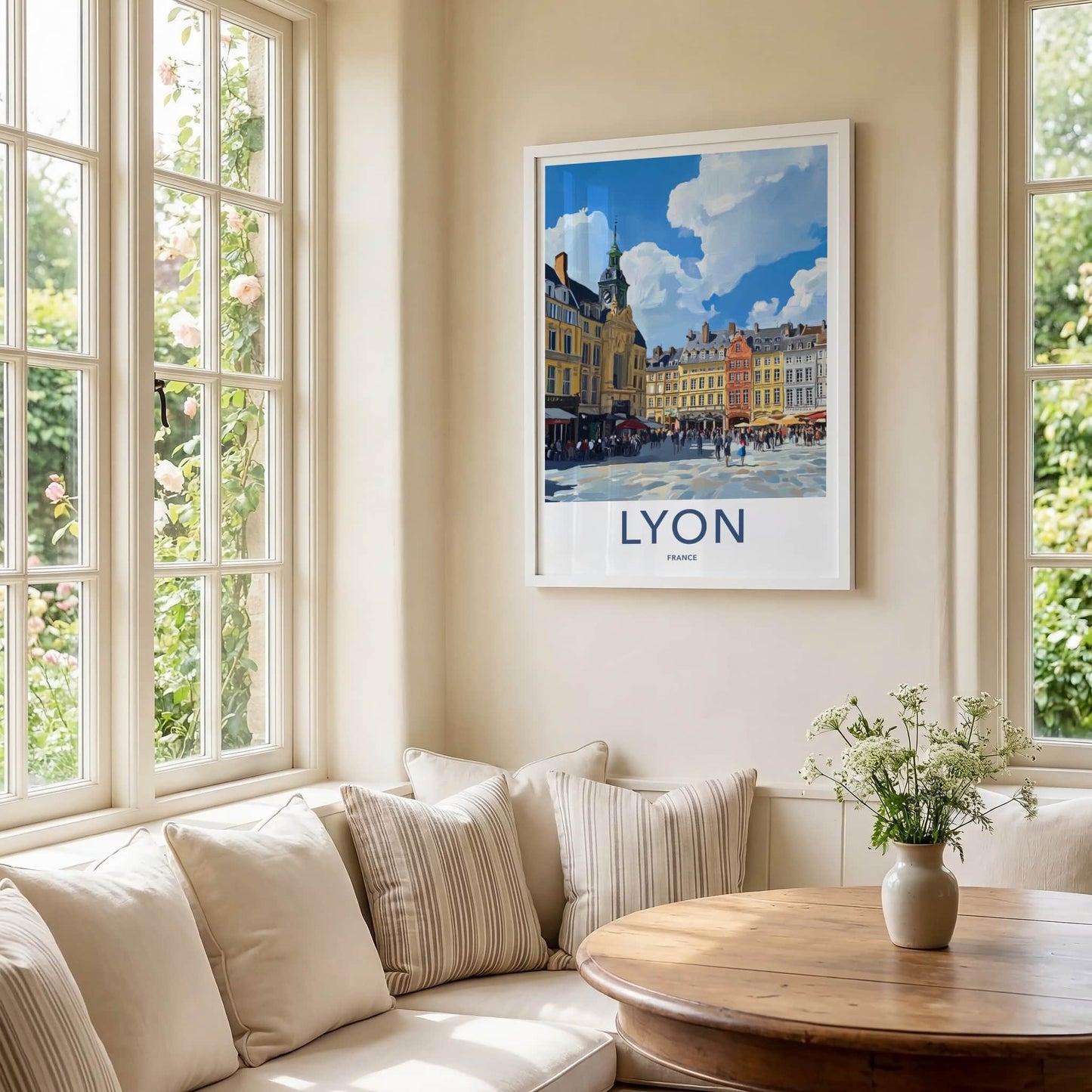 Lyon Poster - France Travel Print - Historic European Square Home Decor