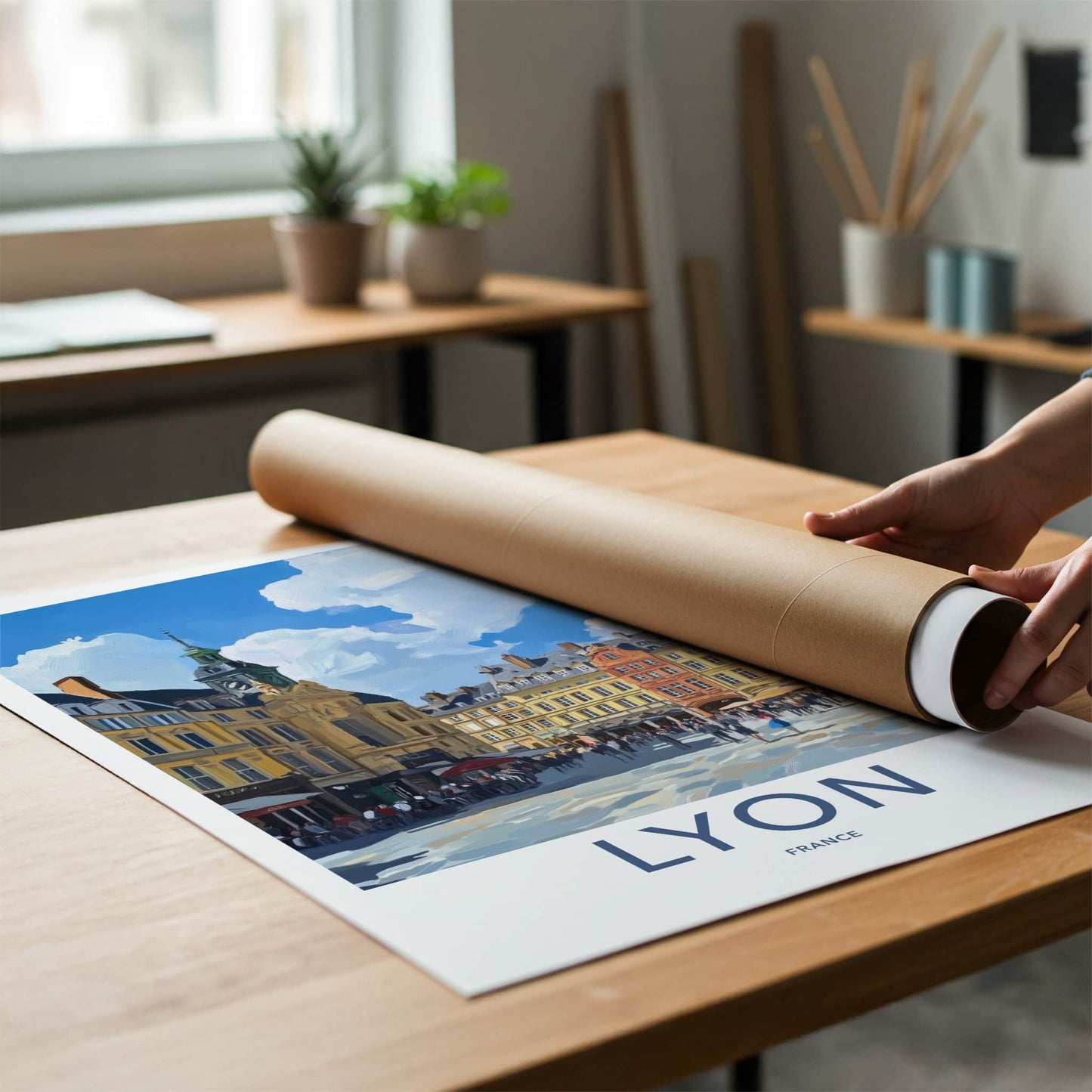 Lyon Poster - France Travel Print - Historic European Square Home Decor