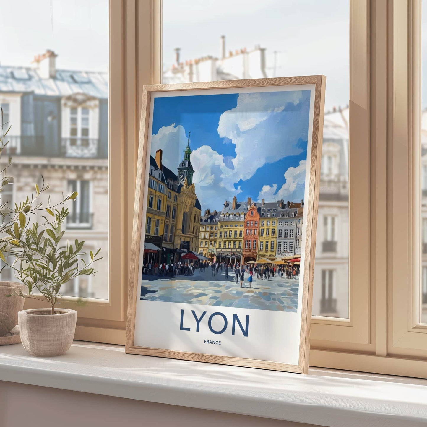 Lyon Poster - France Travel Print - Historic European Square Home Decor
