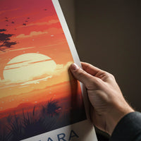 Maasai Mara Poster - Kenya Travel Art - Acacia Giraffes Sunset Home Decor