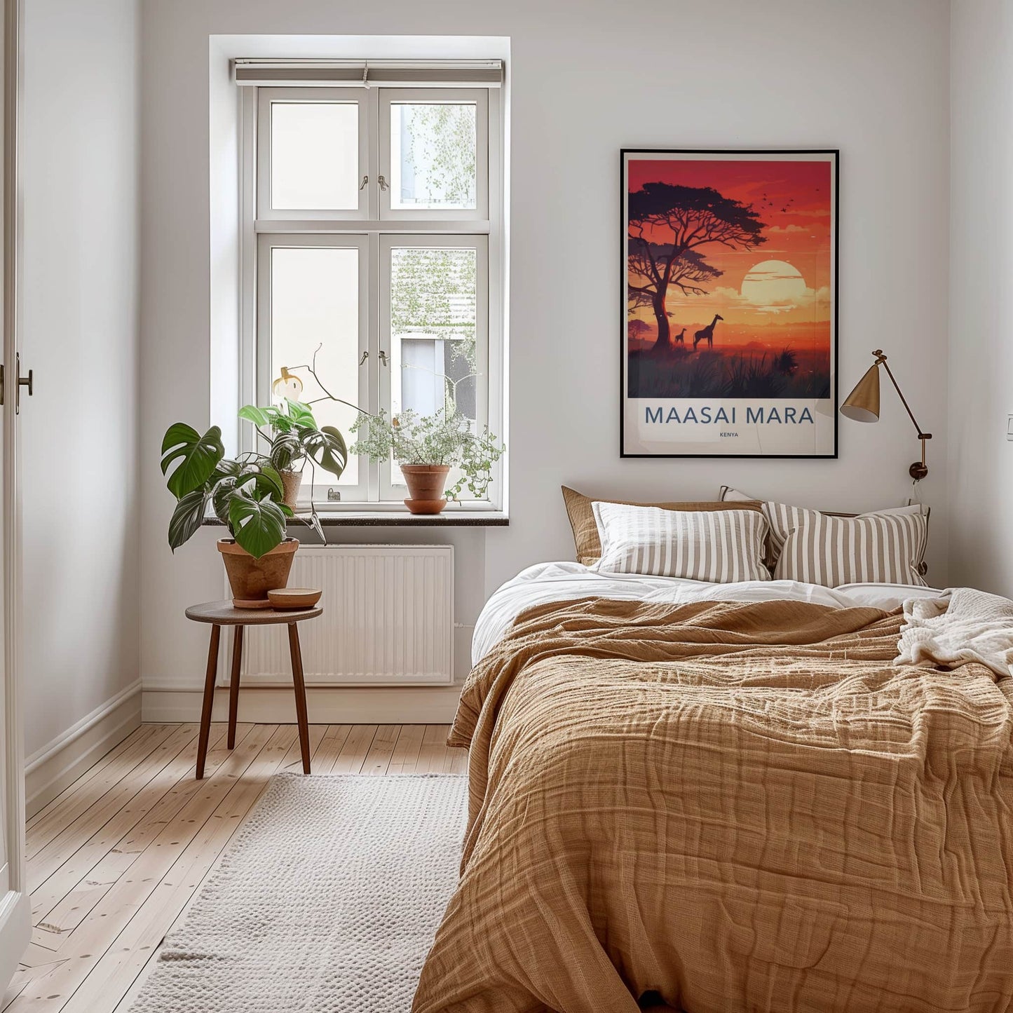 Maasai Mara Poster - Kenya Travel Art - Acacia Giraffes Sunset Home Decor