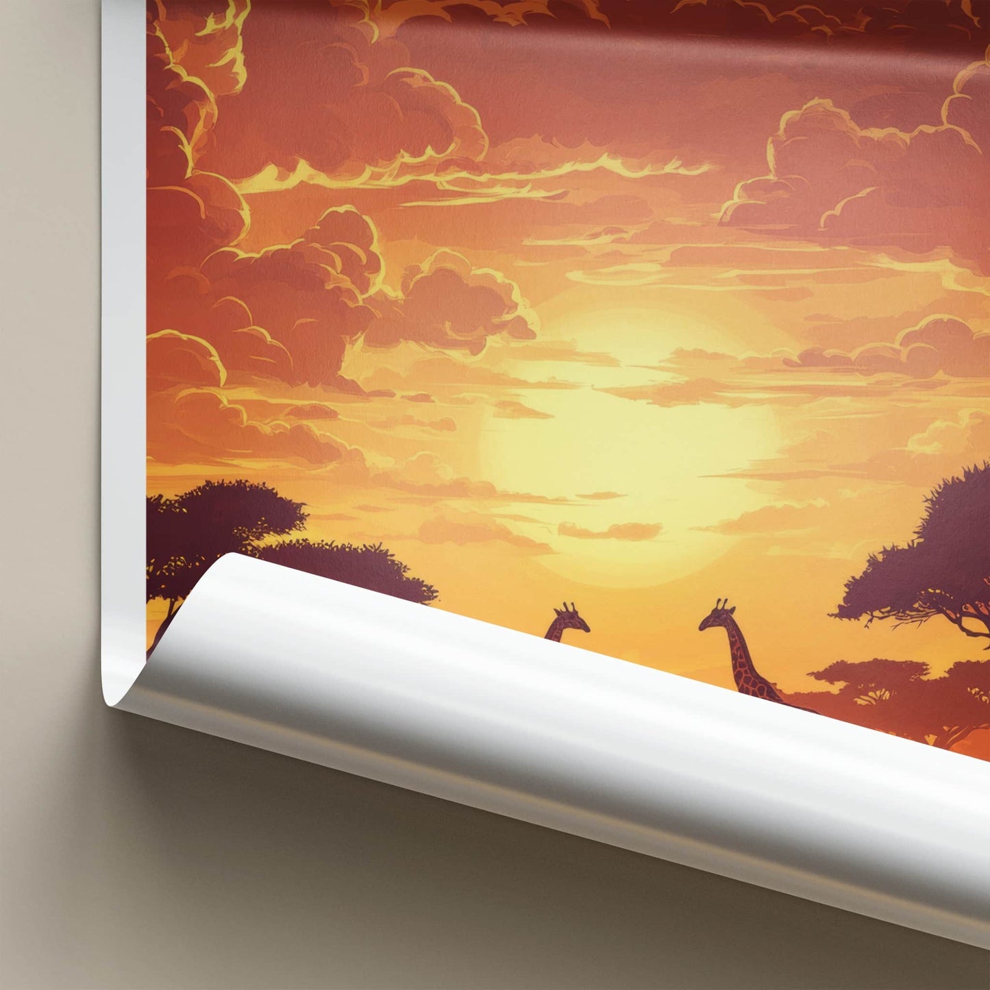 Maasai Mara Poster - Kenya Travel Art - African Giraffe Sunset Home Decor