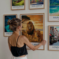 Maasai Mara Poster - Kenya Travel Art - African Lions Sunset Home Decor