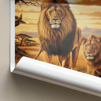Maasai Mara Poster - Kenya Travel Art - African Lions Sunset Home Decor