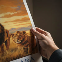 Maasai Mara Poster - Kenya Travel Art - African Lions Sunset Home Decor