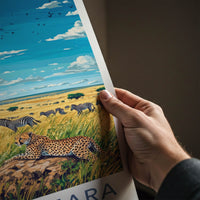 Maasai Mara Poster - Kenya Travel Art - Cheetah Zebras Grassland Home Decor