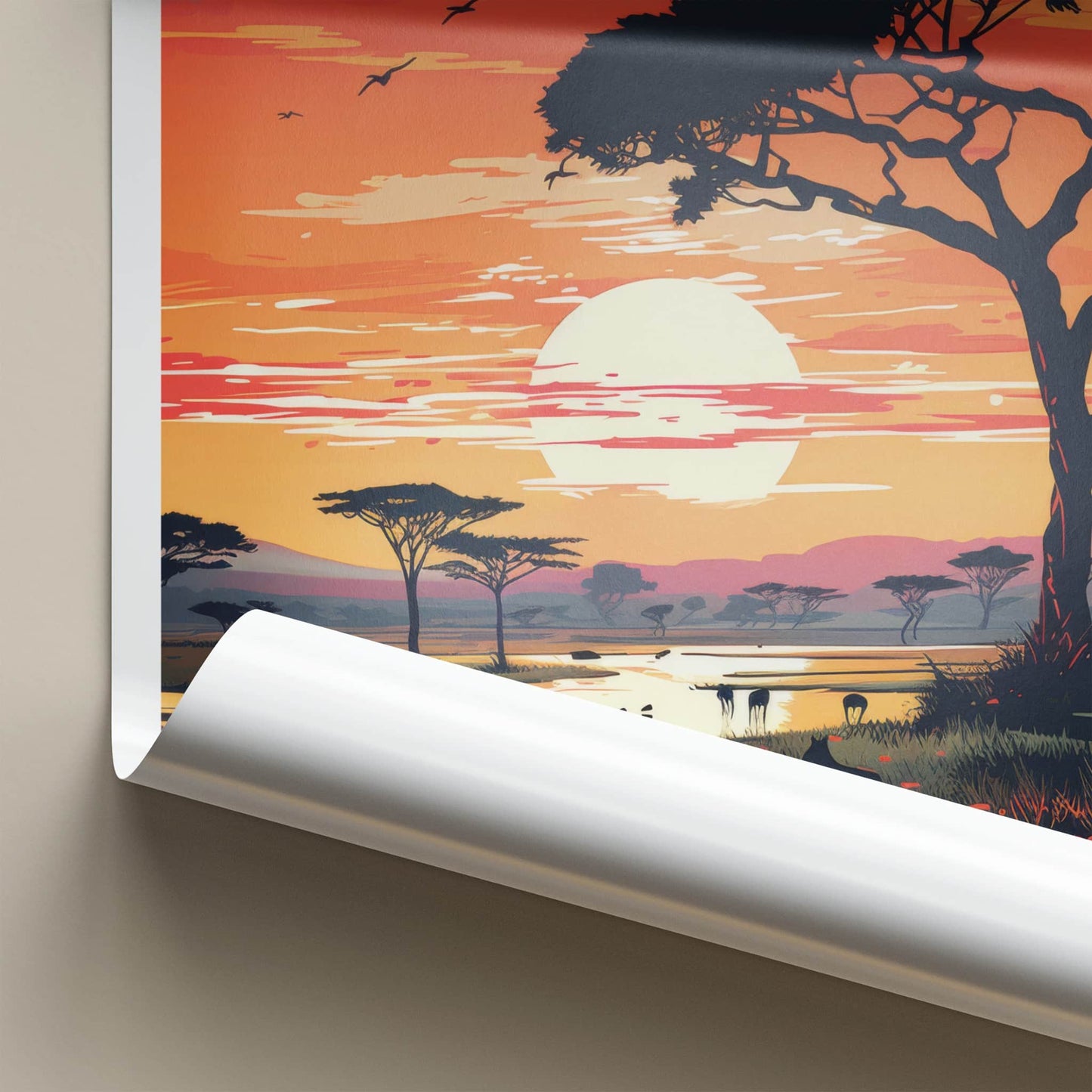Maasai Mara Poster - Kenya Travel Art - Golden Sunset Savanna Home Decor