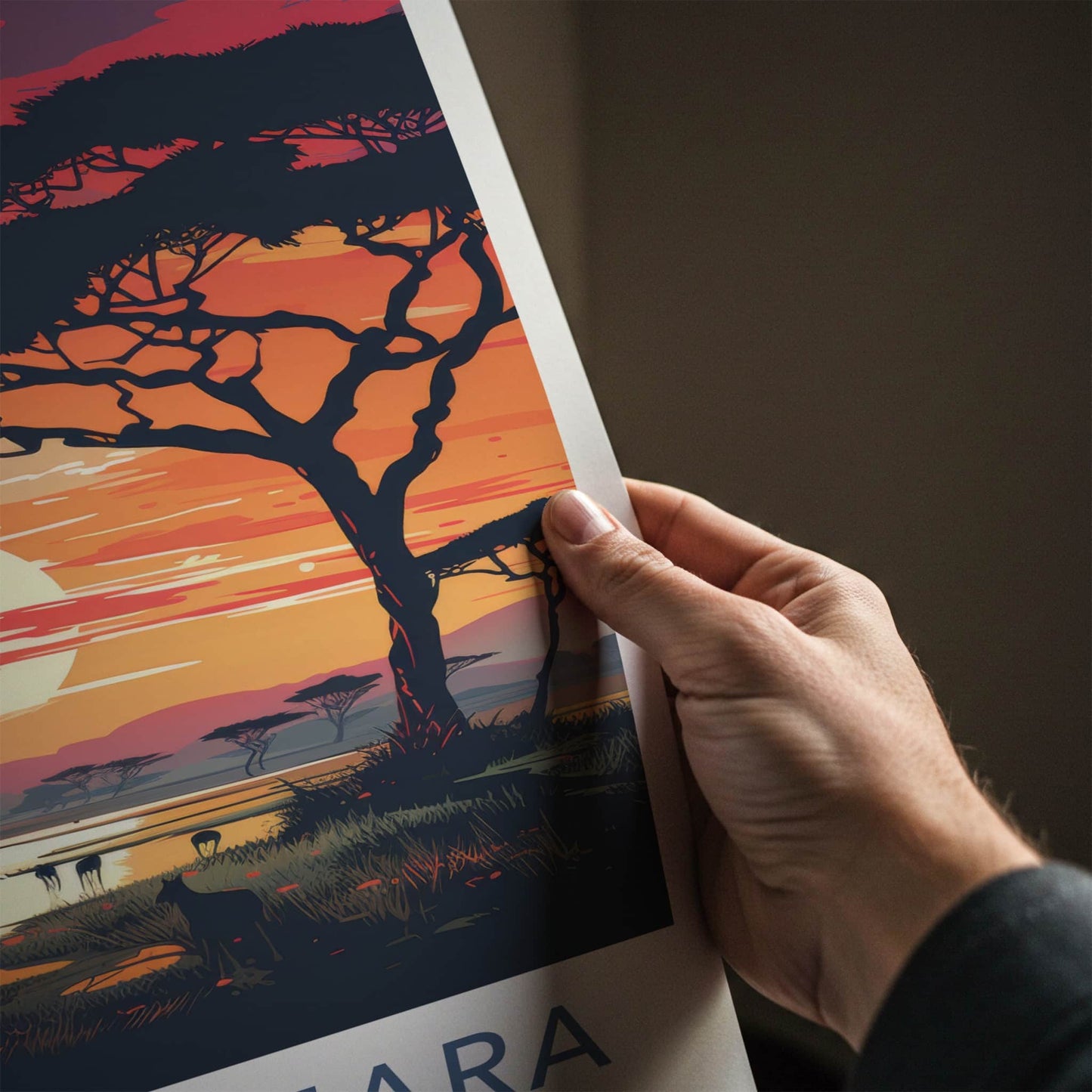 Maasai Mara Poster - Kenya Travel Art - Golden Sunset Savanna Home Decor