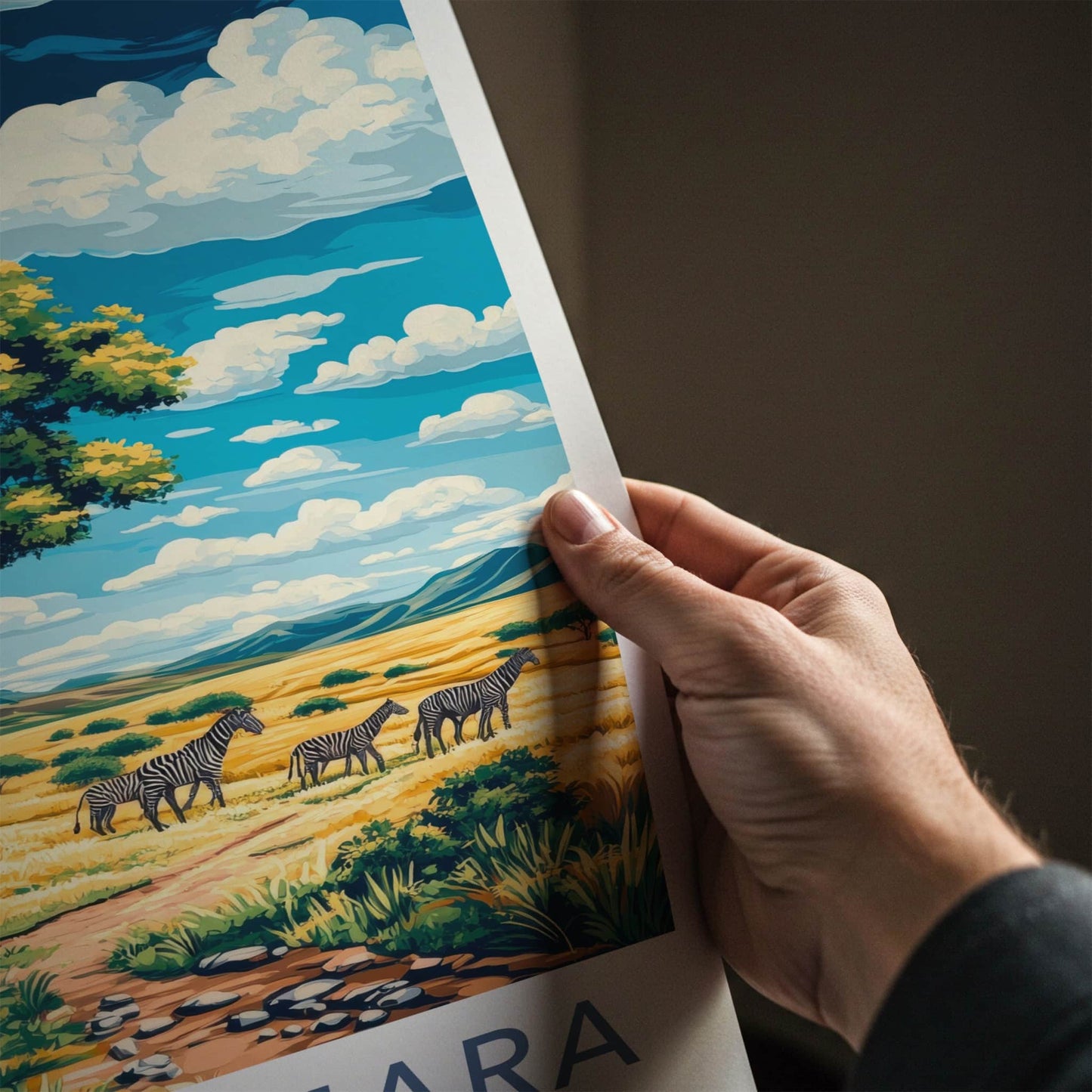 Maasai Mara Poster - Kenya Travel Art - Lion Zebra Savanna Home Decor