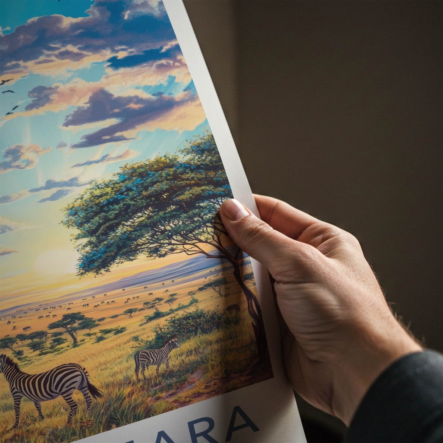 Maasai Mara Poster - Kenya Travel Art - Savanna Zebras Sunset Home Decor