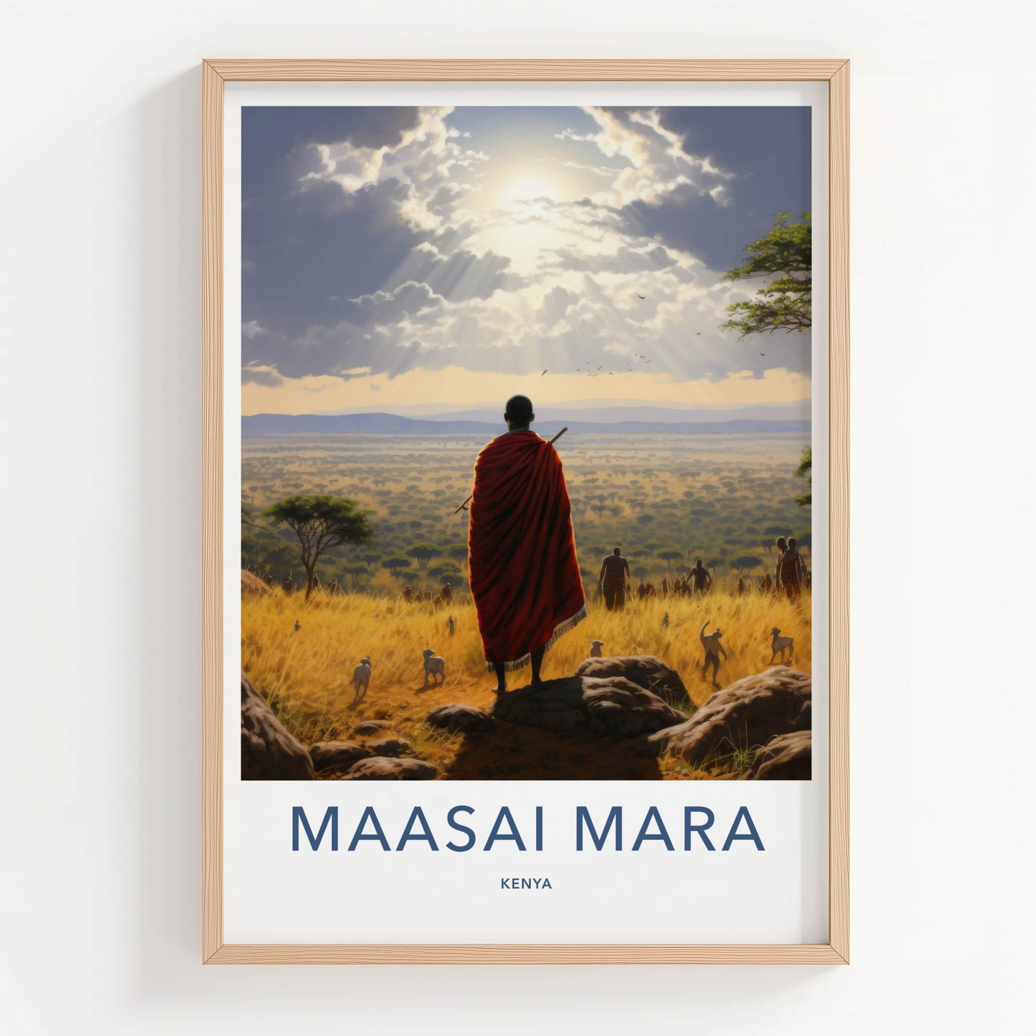 Maasai Mara Poster - Kenya Travel Art - Sunlit African Plains Home Decor