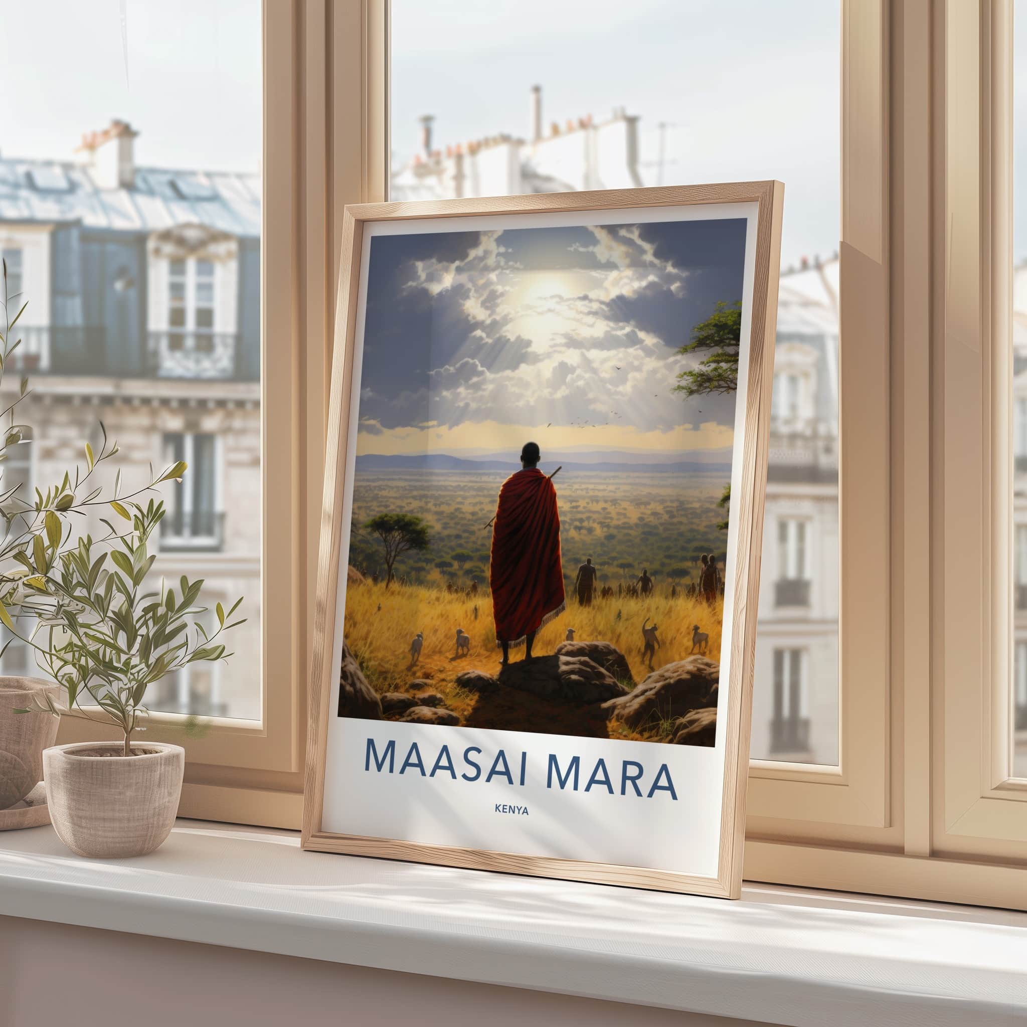 Maasai Mara Poster - Kenya Travel Art - Sunlit African Plains Home Decor