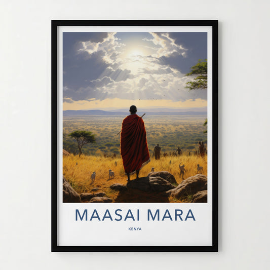 Maasai Mara Poster - Kenya Travel Art - Sunlit African Plains Home Decor