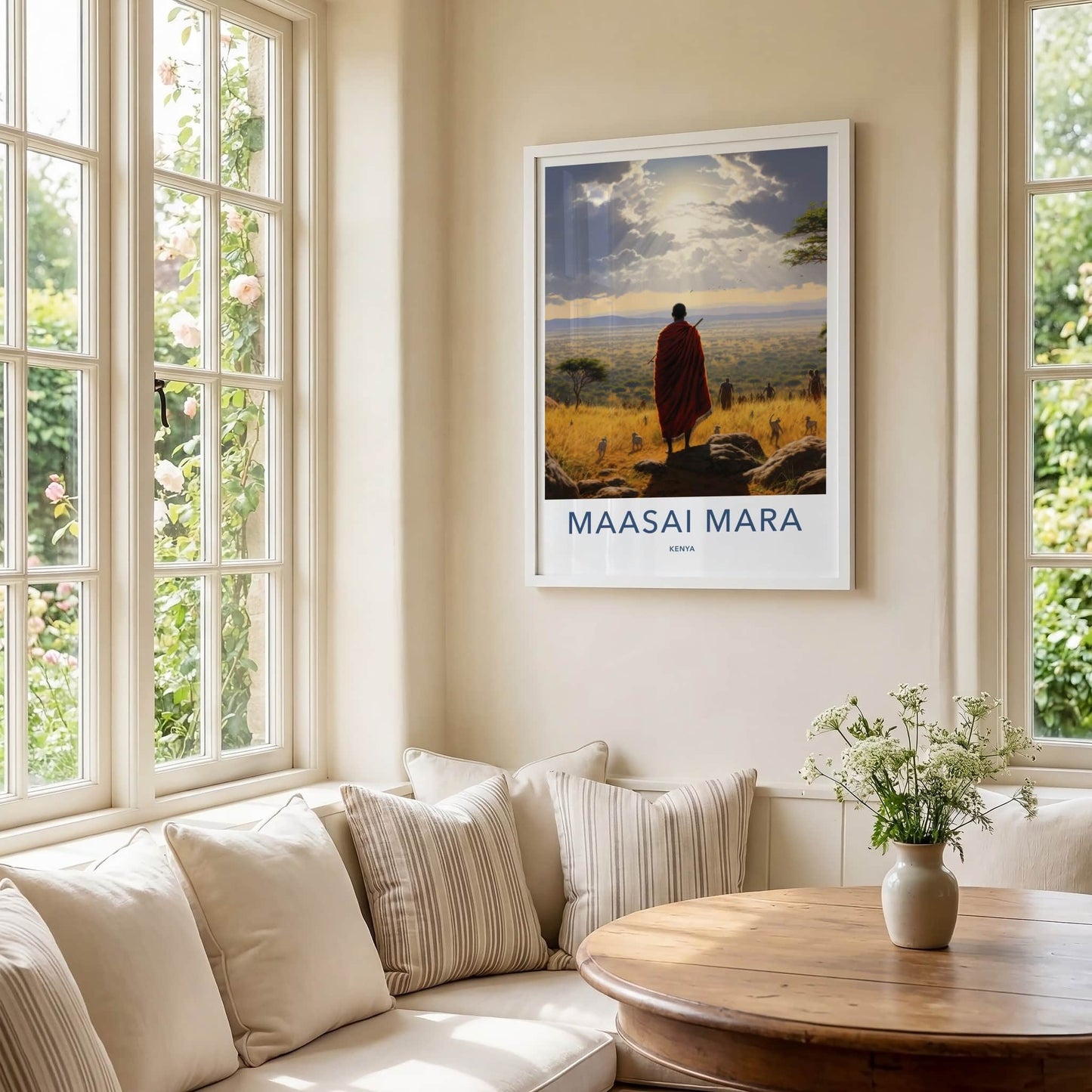 Maasai Mara Poster - Kenya Travel Art - Sunlit African Plains Home Decor