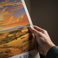 Maasai Mara Poster - Kenya Travel Print - Savanna Sunset Zebras Gift