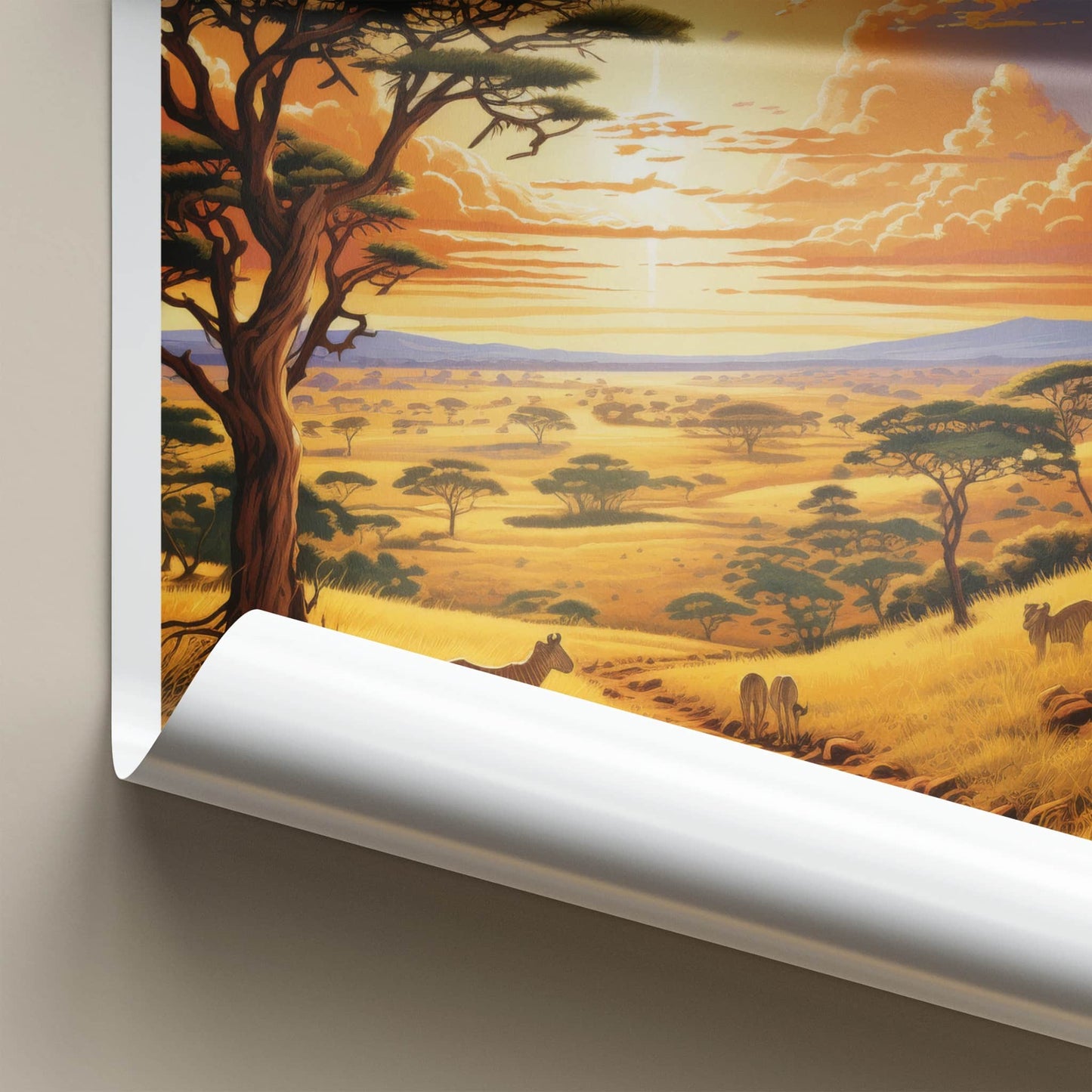 Maasai Mara Poster - Kenya Travel Print - Savanna Sunset Zebras Gift