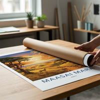 Maasai Mara Poster - Kenya Travel Print - Savanna Sunset Zebras Gift