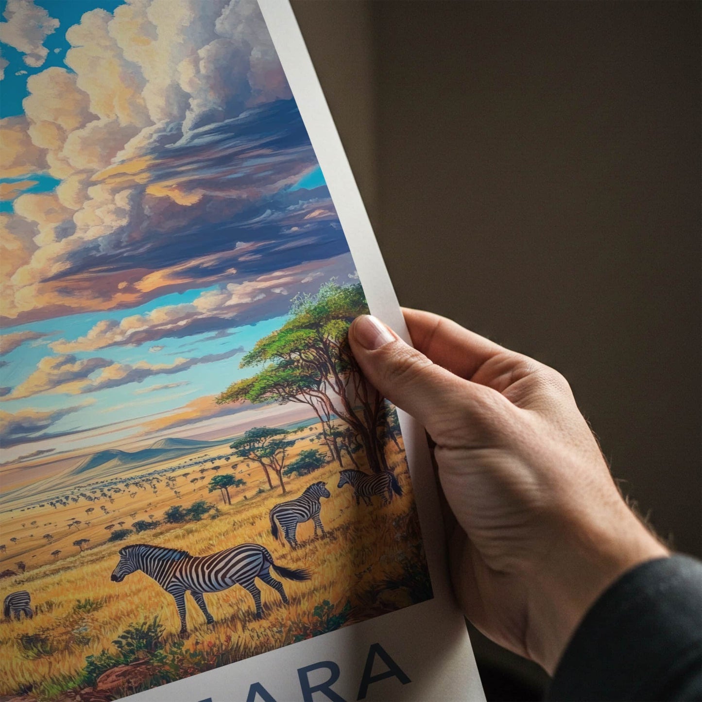 Maasai Mara Poster - Kenya Wall Art - Golden Savanna Zebras Home Decor
