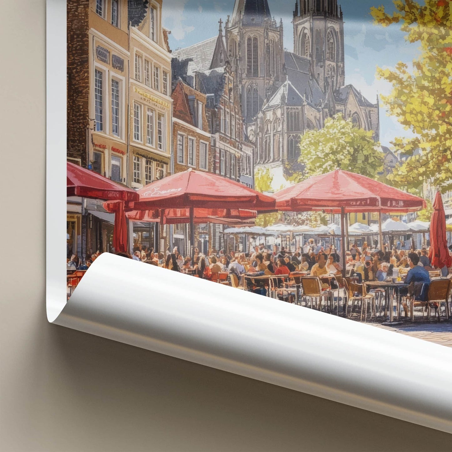 Maastricht Poster - Netherlands Travel Art - Busy Square Church Home Decor