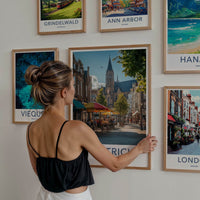 Maastricht Poster - Netherlands Travel Art - Busy Street Cafe Home Decor