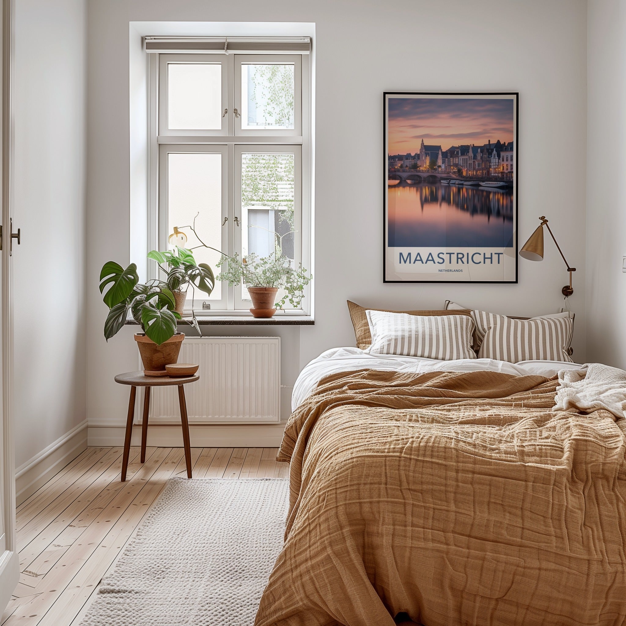 Maastricht Poster - Netherlands Travel Art - Dusk City Reflections Home Decor