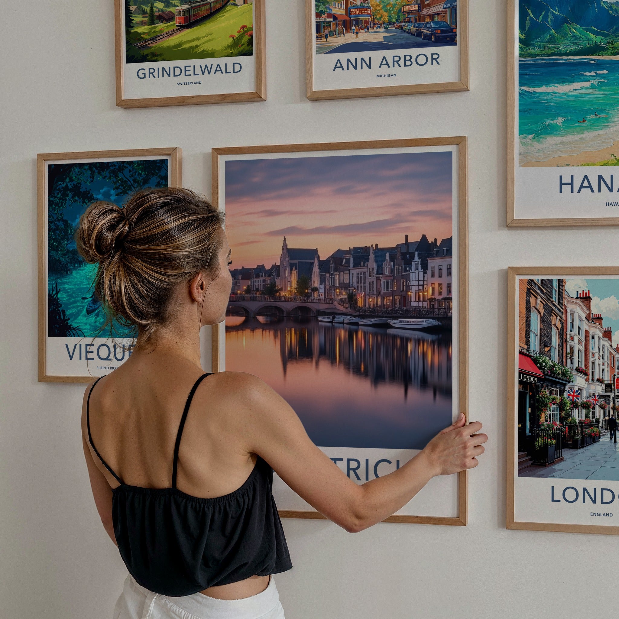 Maastricht Poster - Netherlands Travel Art - Dusk City Reflections Home Decor
