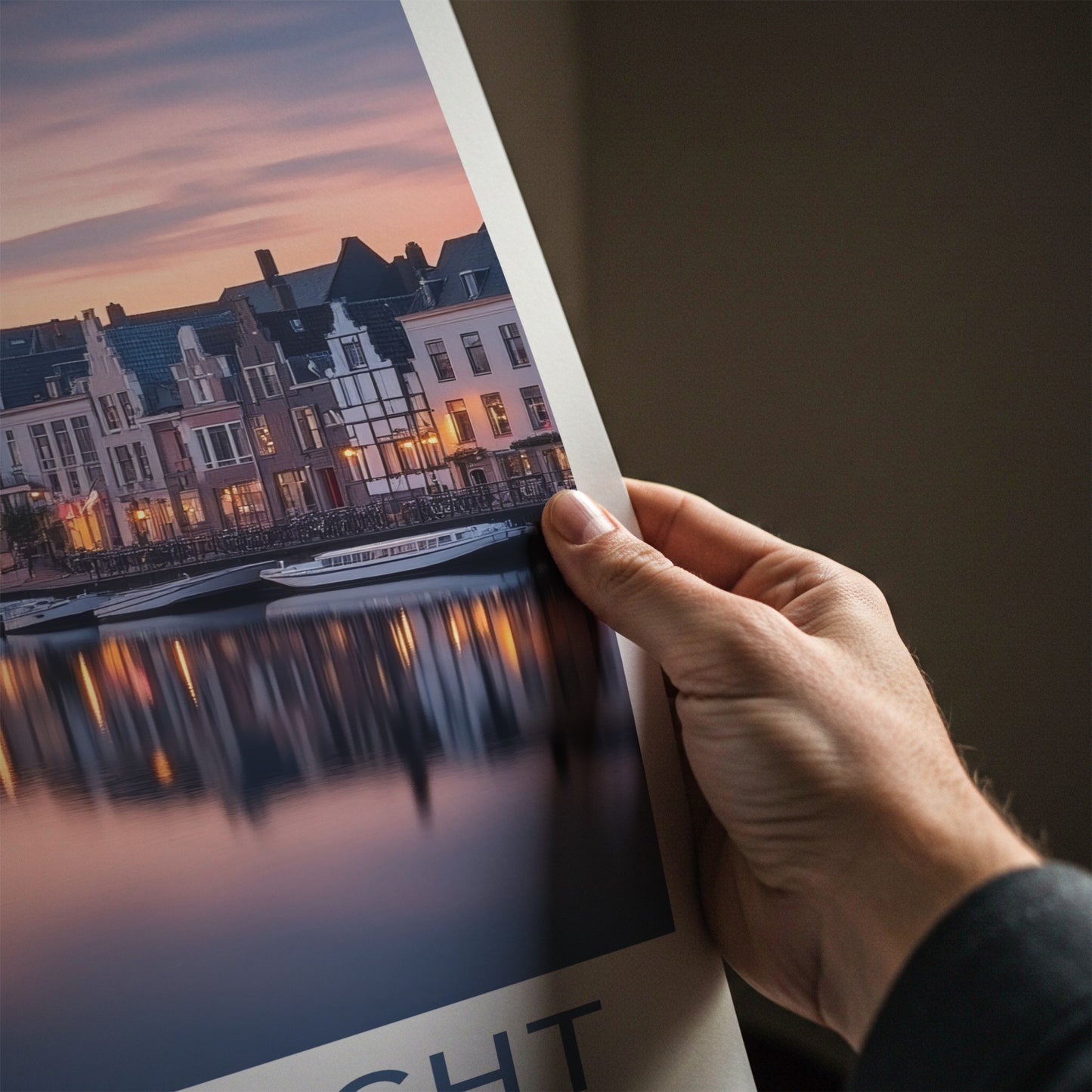Maastricht Poster - Netherlands Travel Art - Dusk City Reflections Home Decor
