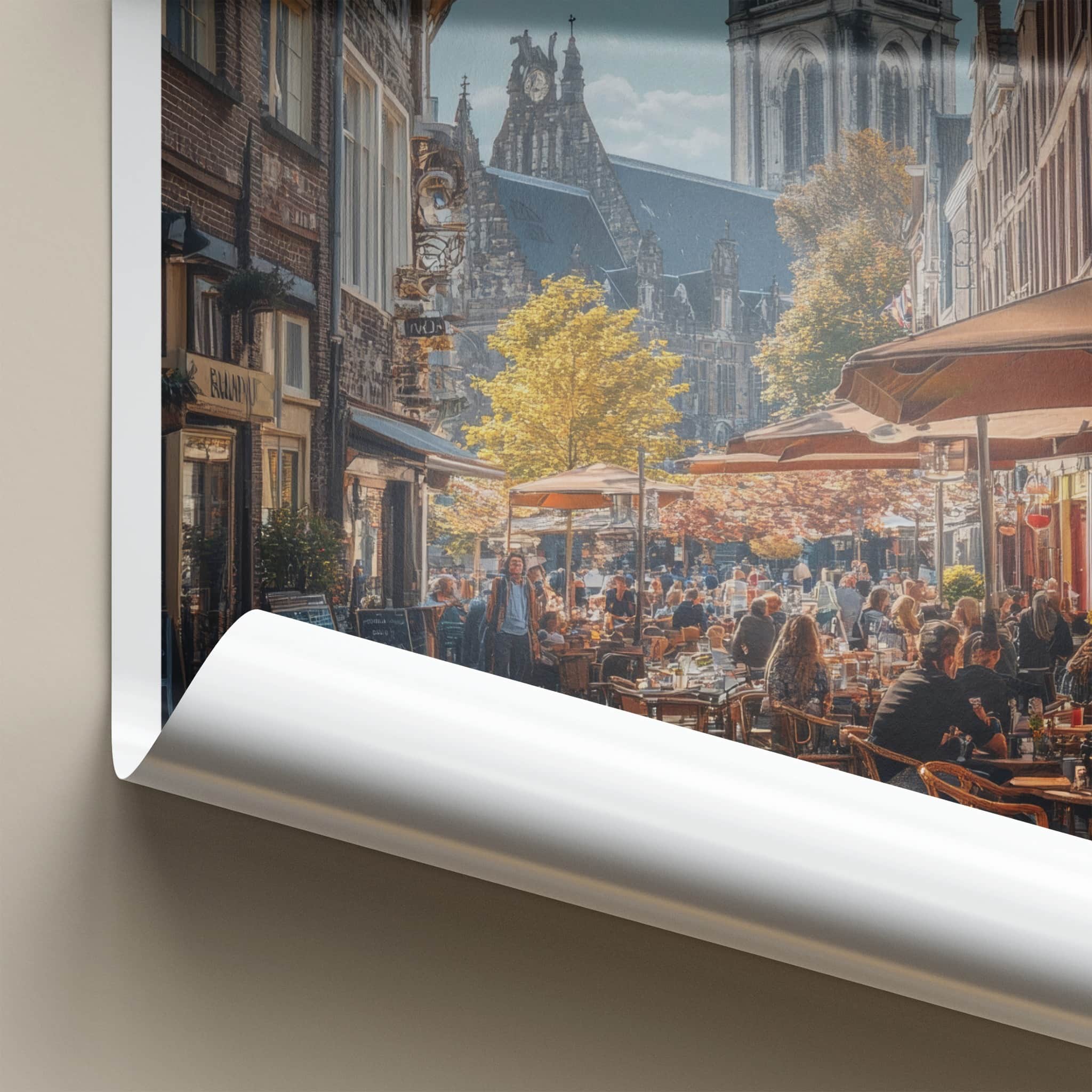 Maastricht Poster - Netherlands Travel Art - Outdoor Cafe Scene Home Decor