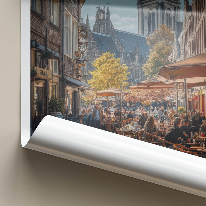 Maastricht Poster - Netherlands Travel Art - Outdoor Cafe Scene Home Decor