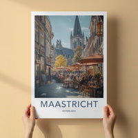 Maastricht Poster - Netherlands Travel Art - Outdoor Cafe Scene Home Decor