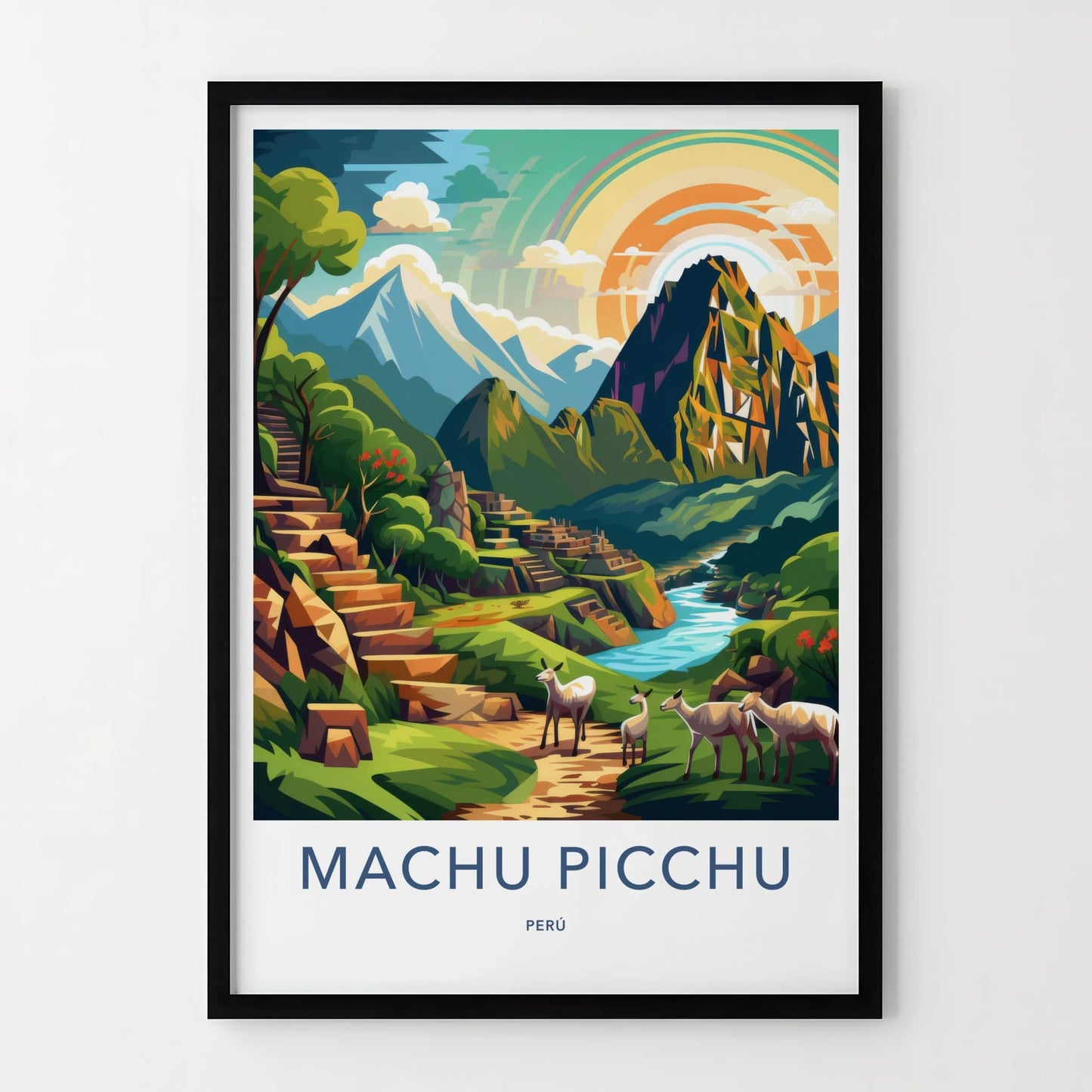 Machu Picchu Poster - Peru Travel Art - Ancient City Mountains Home Decor