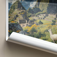 Machu Picchu Poster - Peru Travel Art - Ancient Llama Ruins Home Decor