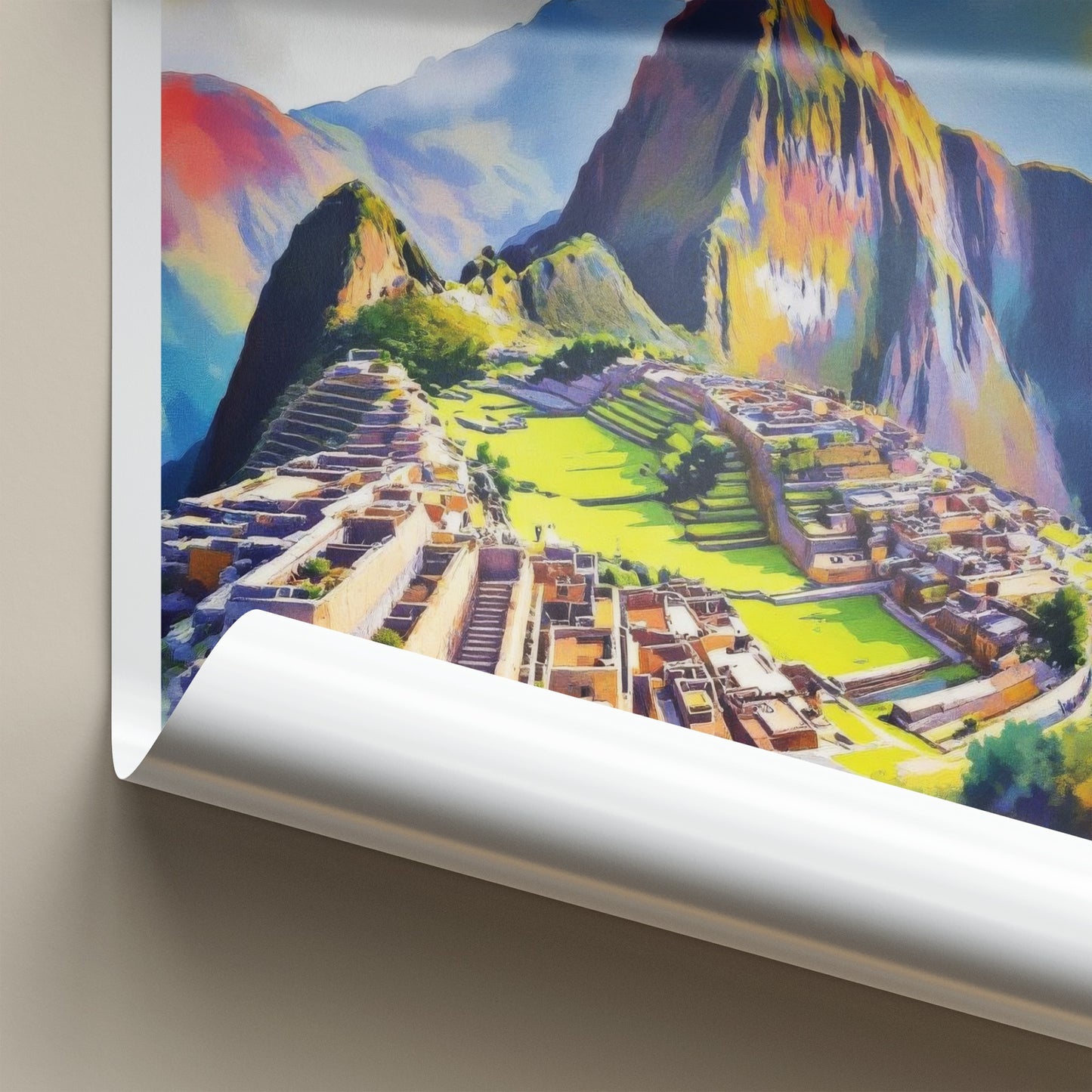 Machu Picchu Poster - Peru Travel Art - Vibrant Ancient City Wall Decor