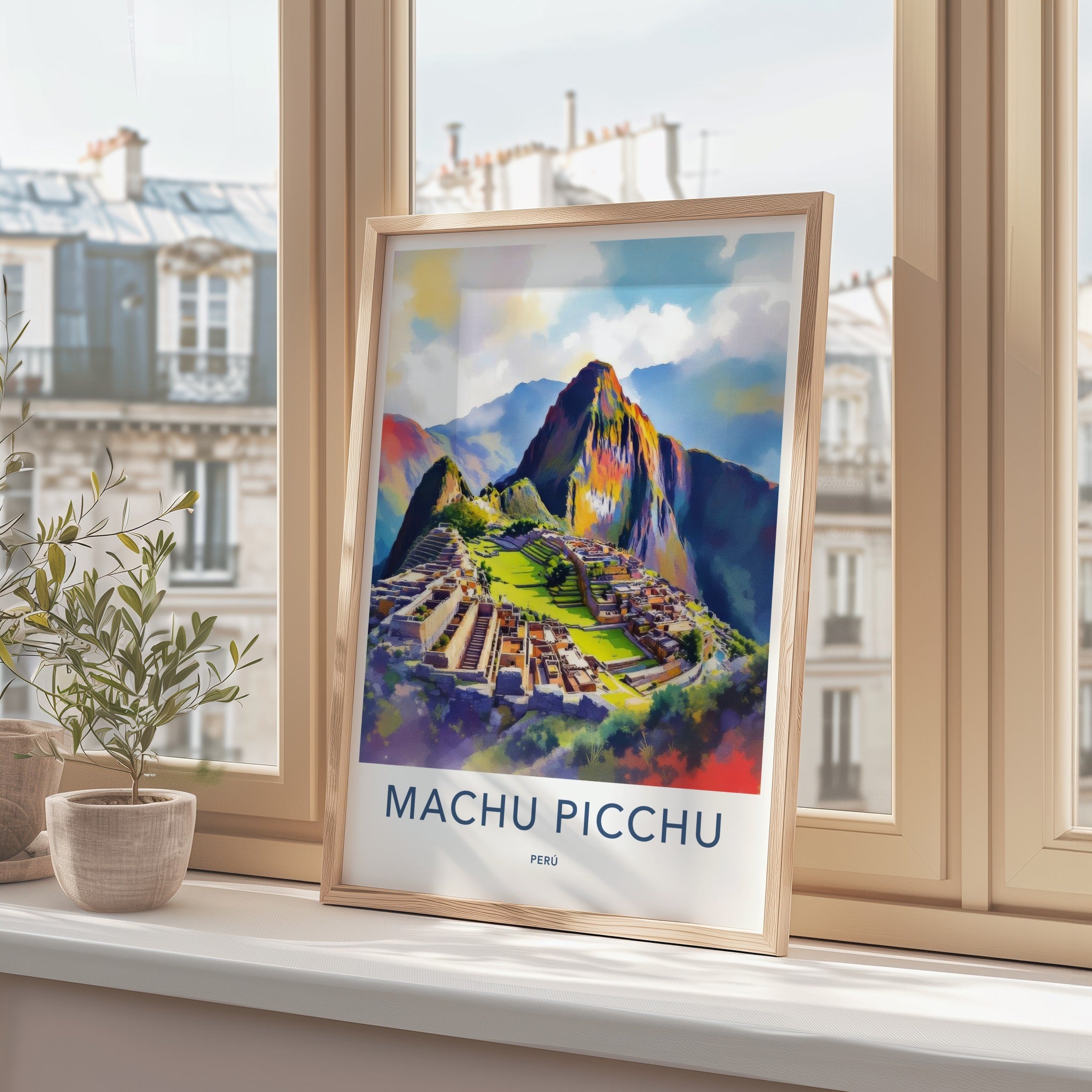 Machu Picchu Poster - Peru Travel Art - Vibrant Ancient City Wall Decor