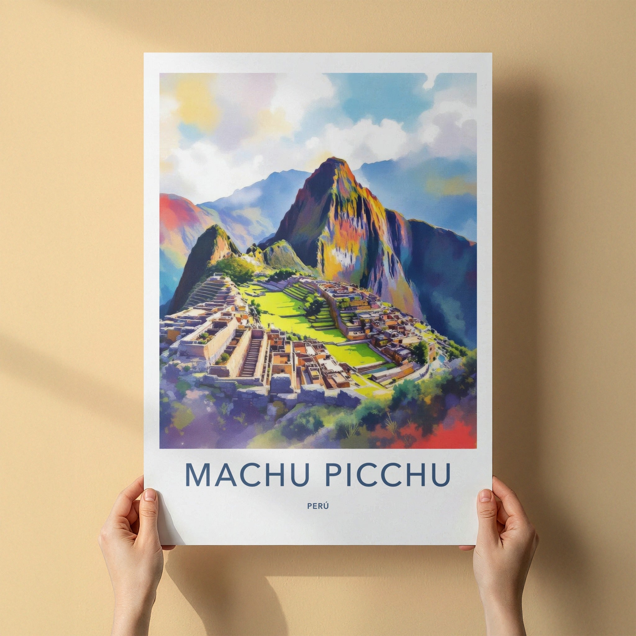 Machu Picchu Poster - Peru Travel Art - Vibrant Ancient City Wall Decor