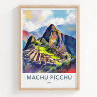 Machu Picchu Poster - Peru Travel Art - Vibrant Ancient City Wall Decor