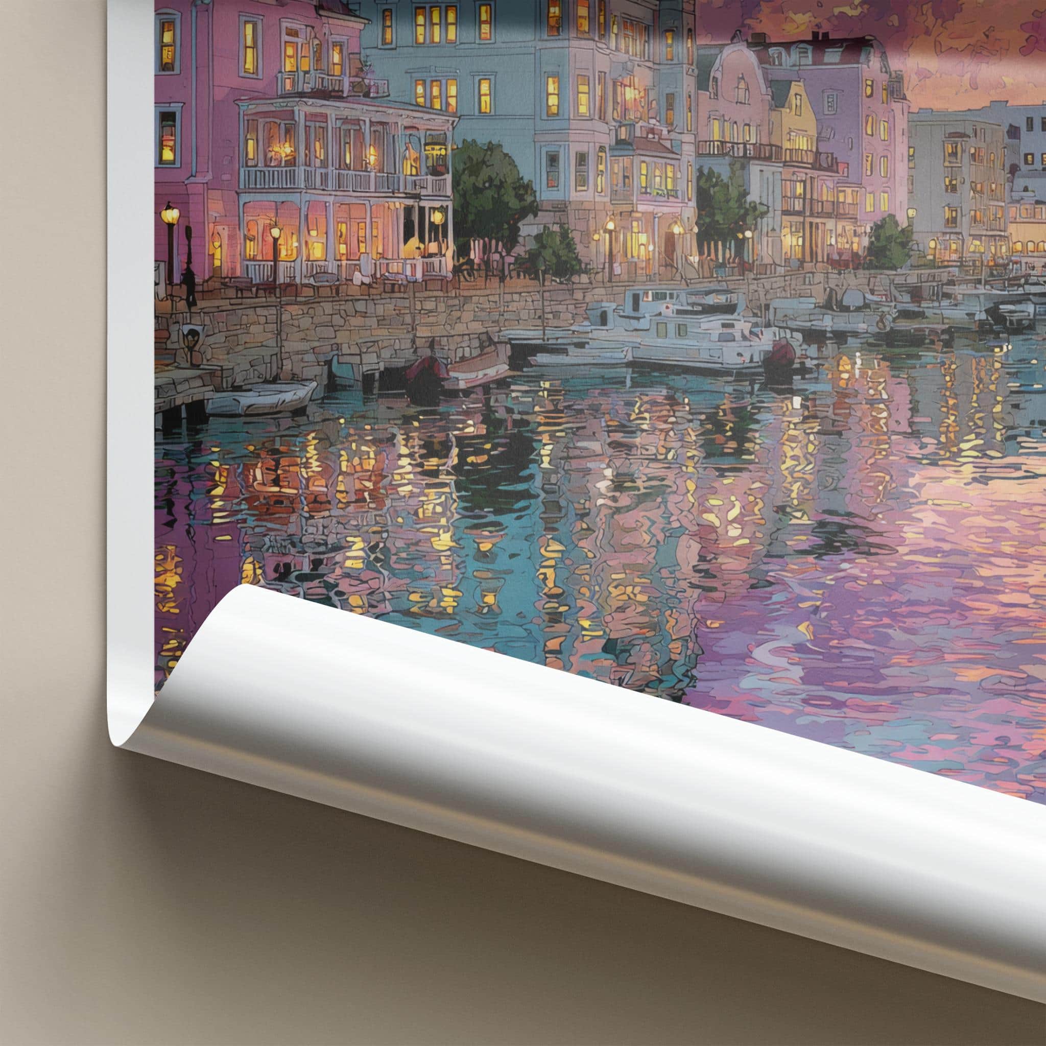 Mackinac Poster - Michigan Travel Art - Vibrant Harbor Reflections Home Decor