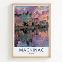 Mackinac Poster - Michigan Travel Art - Vibrant Harbor Reflections Home Decor