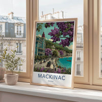 Mackinac Poster - Michigan Travel Art - Victorian Lakeside Street Home Decor