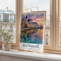 Mackinac Poster - Michigan Wall Art - Vibrant Harbor Sunset Home Decor