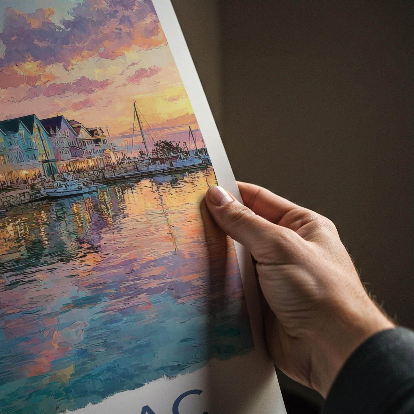 Mackinac Poster - Michigan Wall Art - Vibrant Harbor Sunset Home Decor
