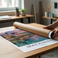 Mackinac Poster - Michigan Wall Art - Vibrant Harbor Sunset Home Decor