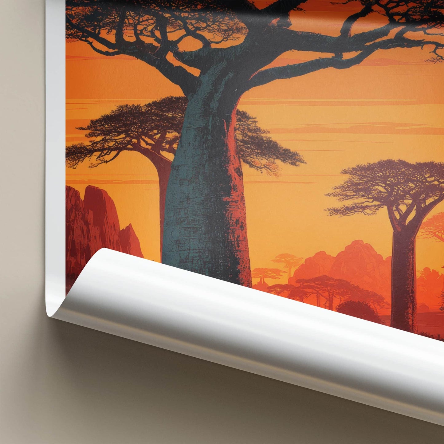 Madagascar Poster - Africa Fine Art - Baobab Tree Sunset Wall Decor