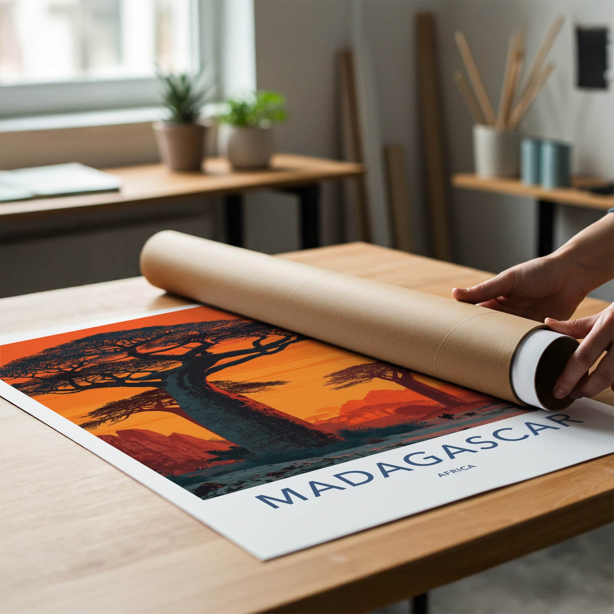 Madagascar Poster - Africa Fine Art - Baobab Tree Sunset Wall Decor