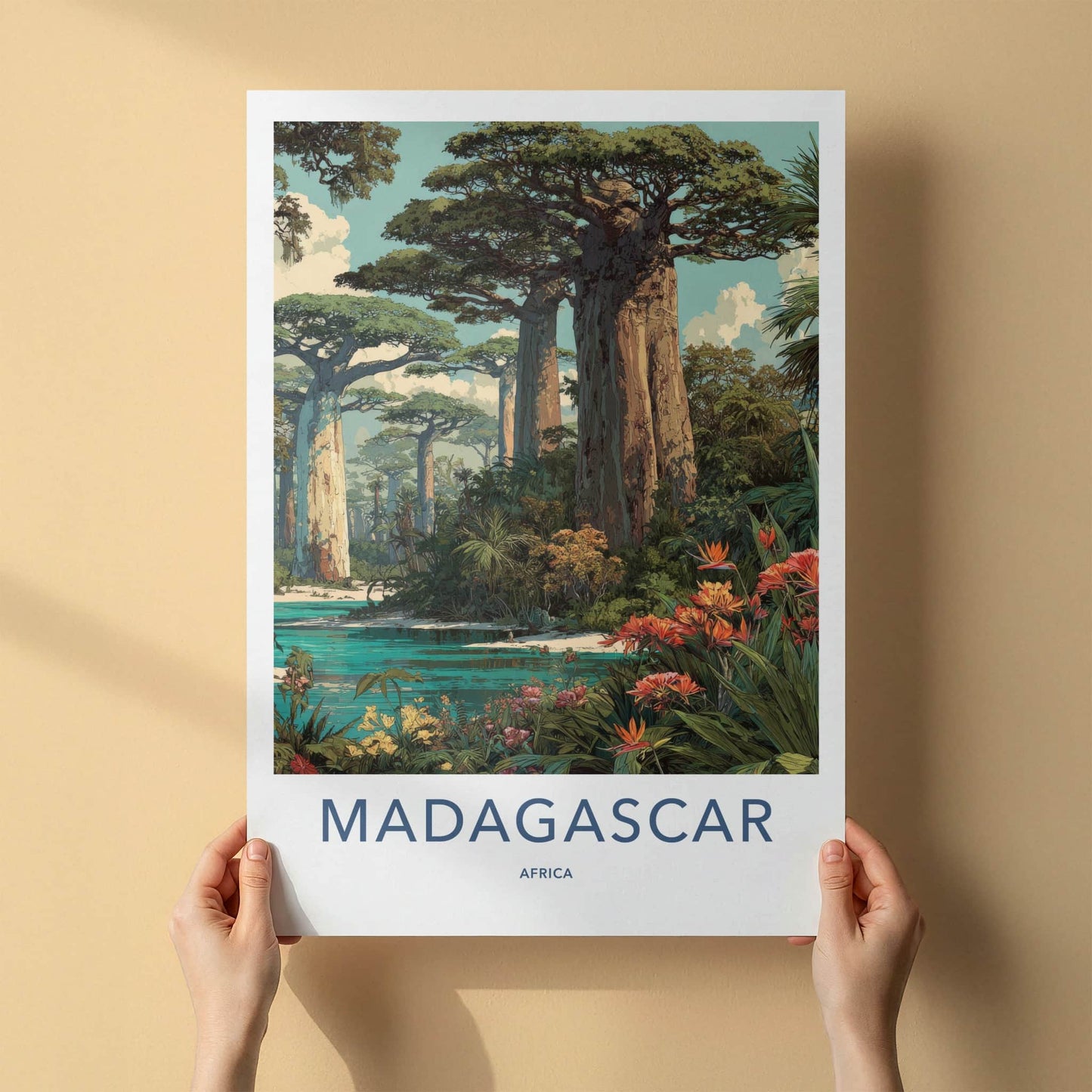 Madagascar Poster - Africa Framed Print - Towering Baobab Landscape Framed Decor