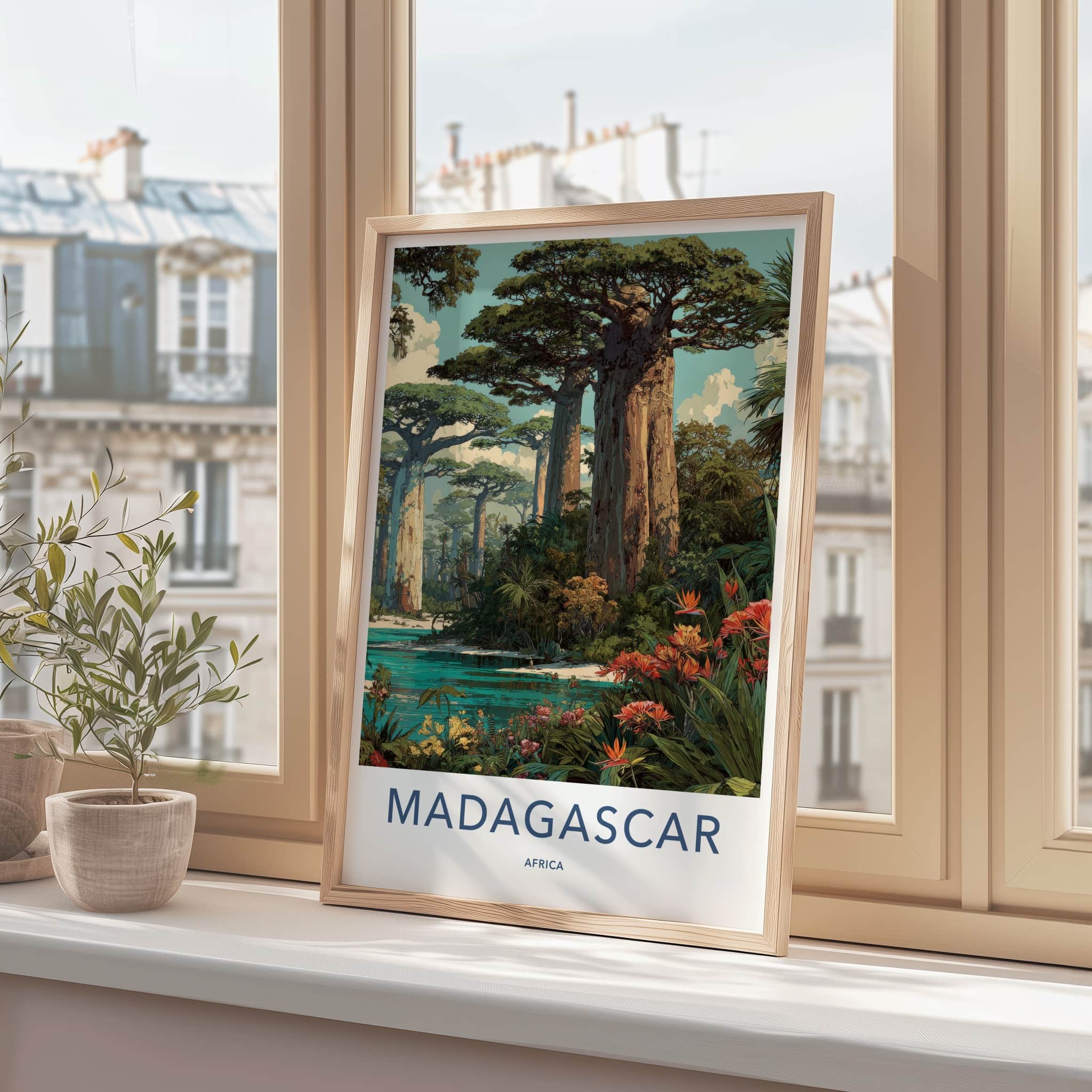 Madagascar Poster - Africa Framed Print - Towering Baobab Landscape Framed Decor