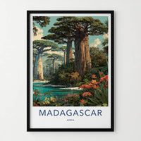 Madagascar Poster - Africa Framed Print - Towering Baobab Landscape Framed Decor