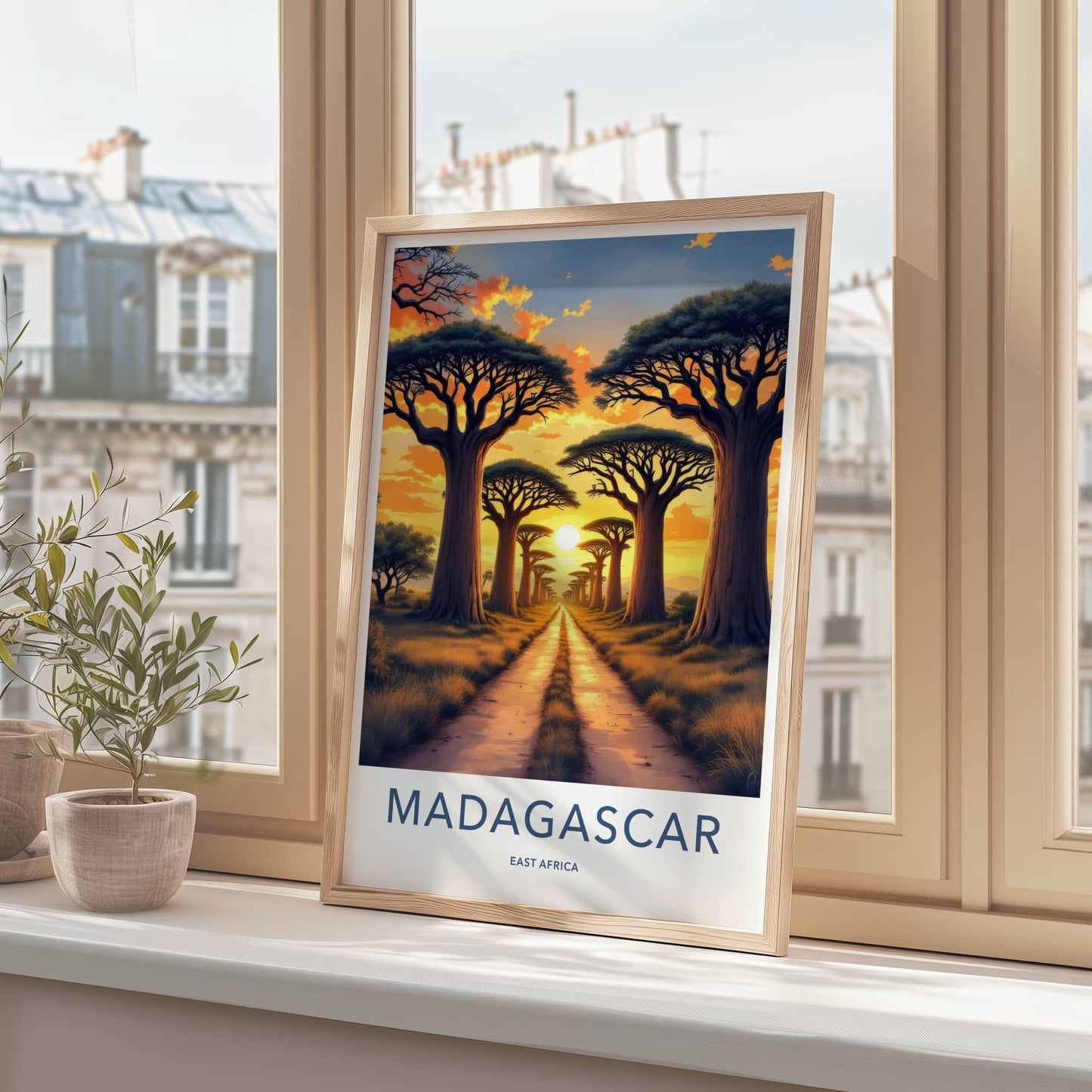 Madagascar Poster - Africa Travel Art - Baobab Avenue Sunset Home Decor